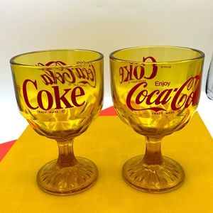 Vintage 1970 “Enjoy Coca-Cola” Amber Glass With Red Lettering
